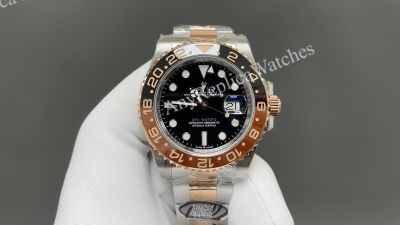 Clean Factory Rolex GMT-Master ii 40mm TT Oyster Band Black and Brown Ceramic Bezel 3285 Movement Watch
